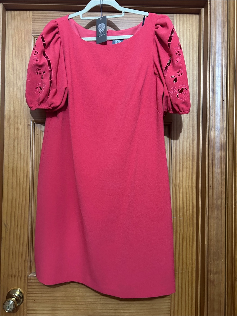 Vince Camuto Pink Puff Sleeve Midi Dress